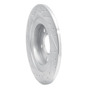 Buick Park Avenue Brake Rotor (1) - Rear Right - R1 Concepts - Drilled & Slotted - Silver - `98-`05